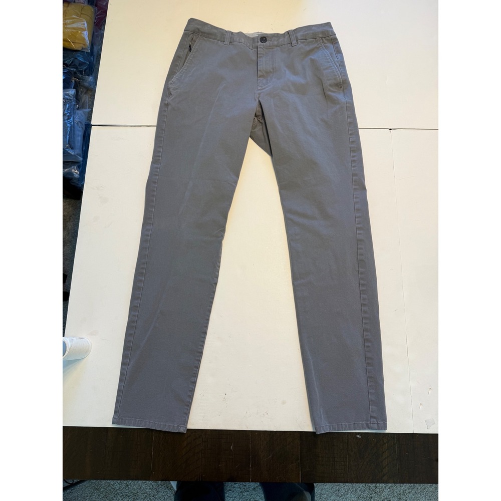 Bonobos Mens Stretch Washed Chino Pants Grey 31 x 32 Slim Fit Casual Trousers